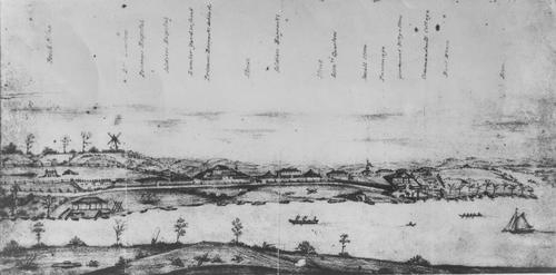 Pencil sketch of Moreton Bay in 1831. Source: John Oxley Library, State Library of Queensland, Negative No. 17351.